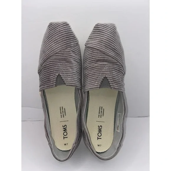 TOMS Alpargata Women’s Gray Corduroy Slip-On Flats Size 7 - Picture 7 of 10